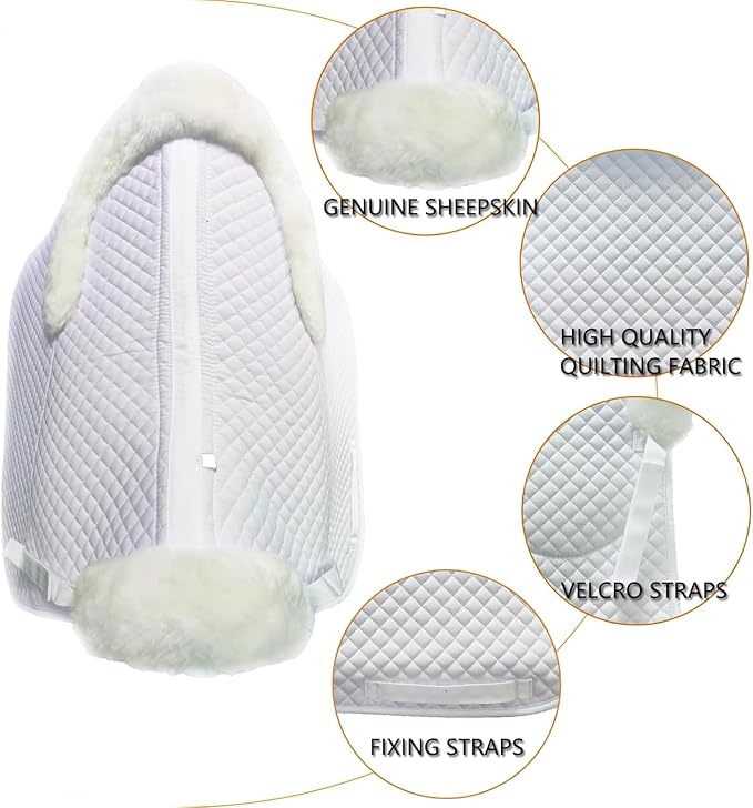 Woolous Dressage Saddle Pad, English Saddle Pad with Sheepskin Trim, Lambskin Wool Fleece Lining, Square Saddle Pad for Equestrian Riding, Comfortable &amp; Shock Absorbing
