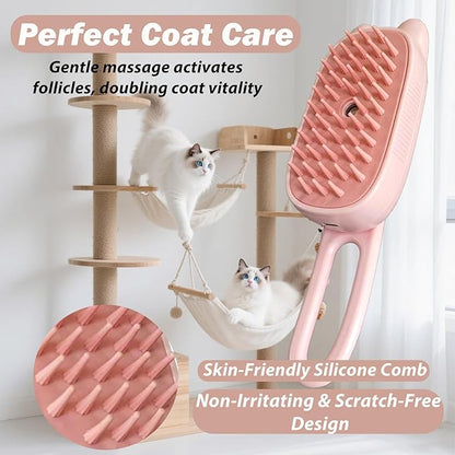 4 in 1 Cat Steam Brush Rechargeable Anti-Static Pet Spray Hair Removal Comb for Shedding and Grooming Multi-functional Pet Massage Brushes for Cats Dogs Small Animals