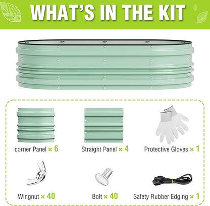 WORKPRO 4x2x1ft Galvanized Raised Garden Bed Set, Rust &amp; Corrosion Protection, Easy Assembly, Safe Edge, Ideal for Vegetables &amp; Flowers, Green
