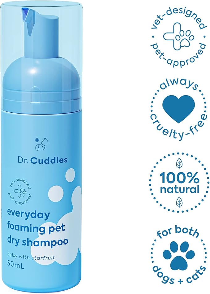 Foaming Dog Dry Shampoo, Travel Size Waterless Dog Shampoo No Rinse, Waterless Cat Shampoo, Natural Botanicals &amp; Deodorant for Dogs &amp; Cats, Vet Formulated, Cleans &amp; Conditions, Summer Pawty Pack of 6