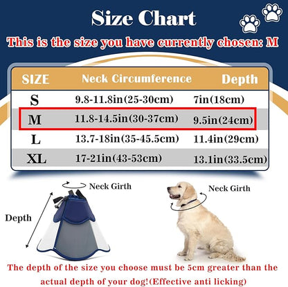 Hard &amp; Heavy Plastic Dog Cone Collar Alternative for Medium Dogs (French Bulldog Dachshund) After Surgery, Adjustable Recovery Cone Anti-Lick, Elizabethan Protective Collar Cone of Shame for Healing