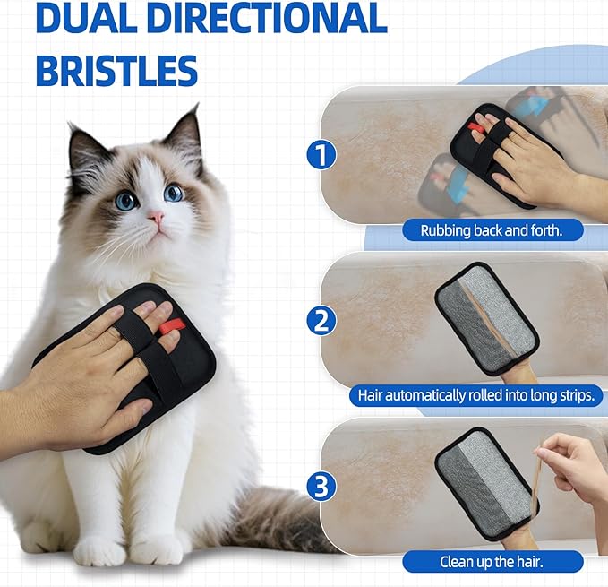 Reusable Electrostatic Pet Hair Remover Gloves – Double-Sided Grooming &amp; Deshedding Gloves for Cats &amp; Dogs, Pet Fur Removal for Furniture, Carpet, Couch &amp; Clothing-1 PCS