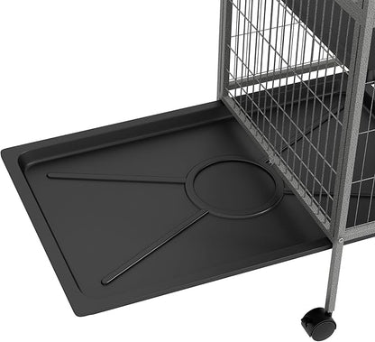 PawHut 63" 6-Tier Small Animal Cage, Ferret Cage, Large Chinchilla Cage with Hammock Accessory &amp; Heavy-Duty Steel Wire, Small Animal Habitat with 6 Doors, Removable Tray, Gray