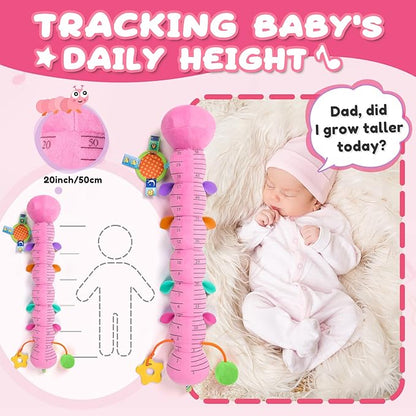Baby Toys 0-6-12 Months,Musical Caterpillar Stuffed Animals Activity Infant Toys with Crinkle,Rattles,Mirror&amp;Pull String,Muti-Sensory Toys Gifts for Newborn Tummy Time,Candy Pink|Leafy