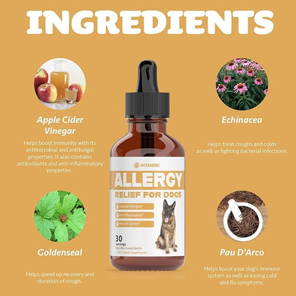 Natural Dog Allergy Relief - Helps to Naturally Support Allergy &amp; Itch Relief for Dogs - Allergy Relief for Dogs Itching - Itch Relief for Dogs - Dog Itch Relief - Dog Allergy Support - 1 fl oz (Dogs)