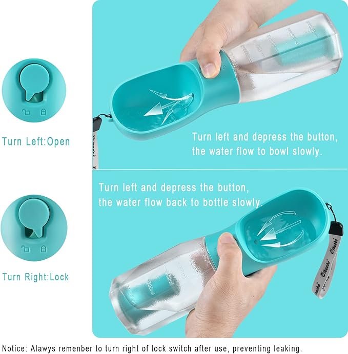 Dog Water Bottle with Food Container &amp; Poop Bag Holder, Travel Water Bowl, Portable Pet Dispenser, Dog Stuff Accessories Items, Puppy Essentials Necessities for Yorkie Chihuahua Walking Hiking