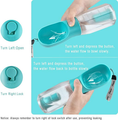 Dog Water Bottle with Food Container &amp; Poop Bag Holder, Travel Water Bowl, Portable Pet Dispenser, Dog Stuff Accessories Items, Puppy Essentials Necessities for Yorkie Chihuahua Walking Hiking