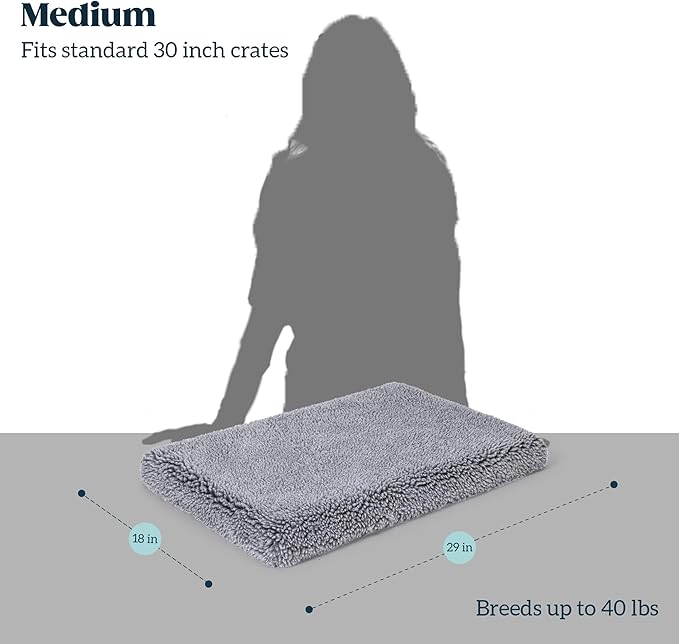 Stoutwool 4" Indestructible Dog Bed - Orthopedic Chew Proof Dog Crate Pad - Fluffy Kennel Mat for Aggressive Chewers - Ideal for Medium Breeds &amp; Fits 30-Inch Crate - 29"x18", Charcoal