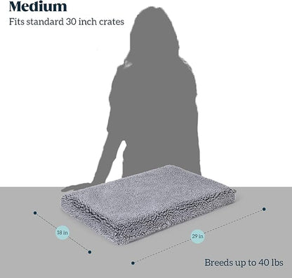 Stoutwool 4" Indestructible Dog Bed - Orthopedic Chew Proof Dog Crate Pad - Fluffy Kennel Mat for Aggressive Chewers - Ideal for Medium Breeds &amp; Fits 30-Inch Crate - 29"x18", Charcoal
