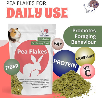 Snout and Shell Pea Flakes for Small Pets – High-Protein Treat for Guinea Pigs, Rabbits, Hamsters, Chinchillas &amp; More – Fun Foraging Snack – 2 oz (28g)