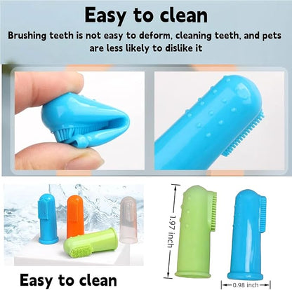 4 Pack Pet Tooth Brushing Kit – Extra Soft Finger Toothbrushes for Cats &amp; Dogs Gentle Plaque &amp; Tartar Removal, Freshens Breath Pain-Free Teeth Cleaning for Small to Large Pets