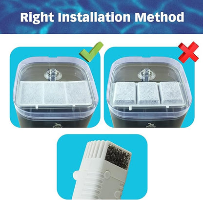 PET STANDARD Replacement Water Filter &amp; 10 Pack Replacement Pre-Filter Sponges Compatible with Petory® 74oz/2.2L Automatic Pet Fountain, Pack of 10