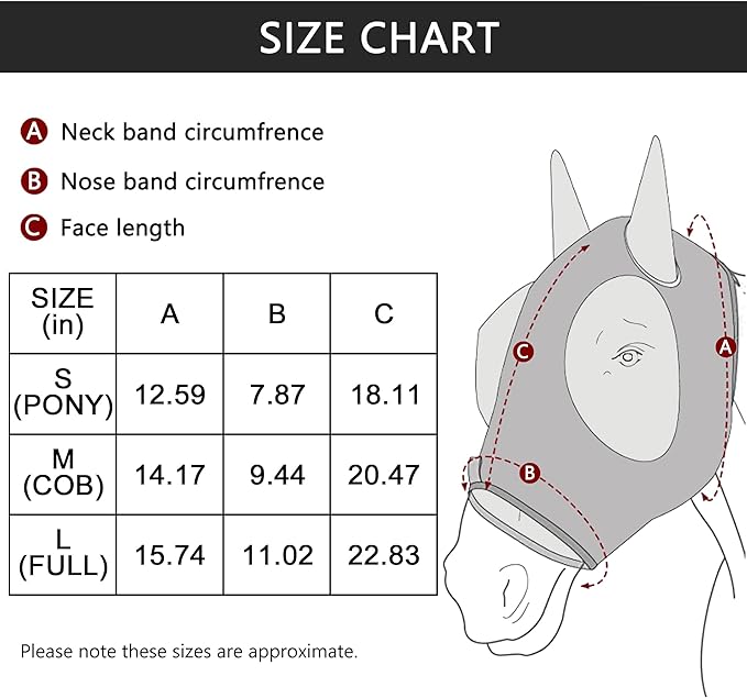 Horse Fly Mask with Ears - Large Eye Space for Full Vision, Breathable Stretch Comfort Fit, UV Protection, Forelock Opening, Easy Pull-On Violet Cob