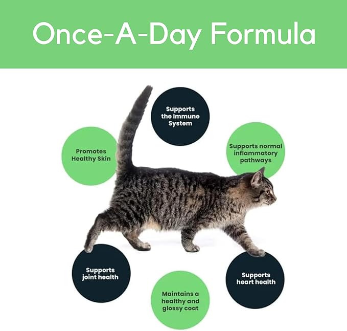 PURRFECTLY Omega-3 Fish Oil for Cats | Premium Senior Blend | Promotes Heart, Immune, Coat &amp; Joint Health | Advanced Alaskan Salmon Oil for Aging Cats | Omega 3, 6 &amp; 9 EPA &amp; DHA (4 Fl Oz (Pack of 1)