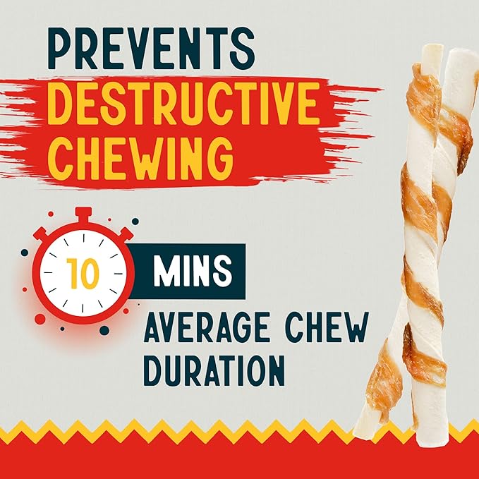 Canine Chews Chicken-Wrapped Rawhide Twists for Dogs - Pack of 100 U.S.A. Sourced Chicken Wrapped Rawhide Dog Treats, Sticks for Dogs - Premium &amp; Natural Beefhide Chews