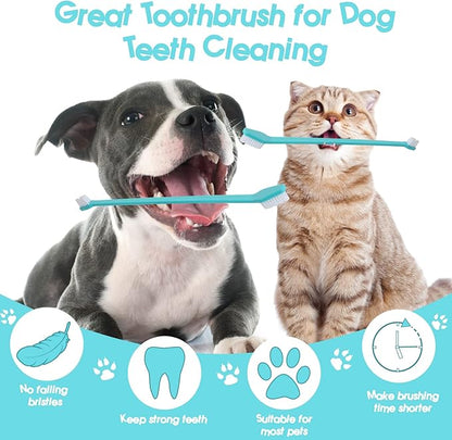 50 Pack Dual Ended Long Dog &amp; Cat Toothbrush, Pet Safe Super Soft Bristles for Pet Dog Puppy Kitten Dental &amp; Oral Care Teeth &amp; Gums, Pet toothbrushes in Box, Bulk Individual polybag (Colorful)