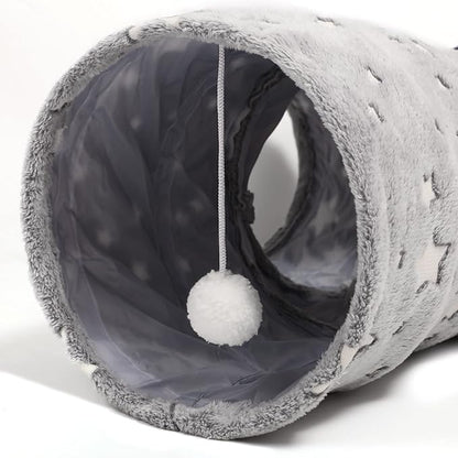 Tempcore Pet Cat Tunnel Tube Cat Toy 3 Way Collapsible, Cat Tunnels for Indoor Cats Self-Luminous Photoluminescence，Kitty Tunnel Bored Cat Pet Toys Peek Hole Toy Ball Cat, Puppy, Kitty, Kitten, Rabbit