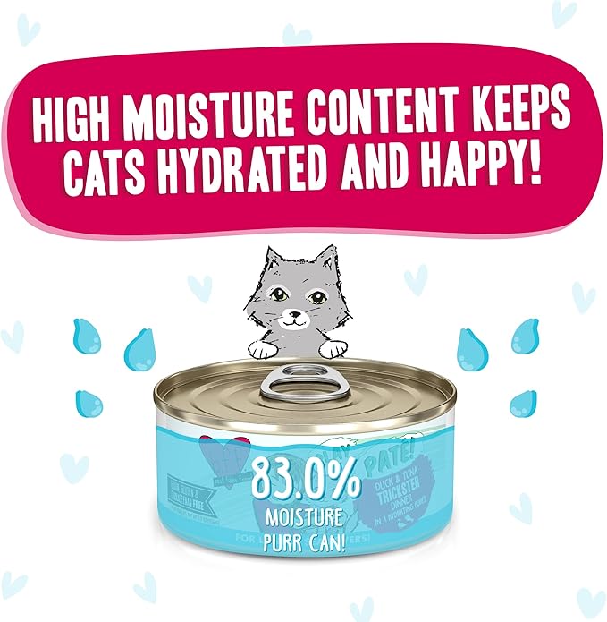 Weruva B.F.F. Play - Best Feline Friend Paté Lovers, Aw Yeah!, Duck &amp; Tuna Trickster with Duck &amp; Tuna, 5.5oz Can (Pack of 8)