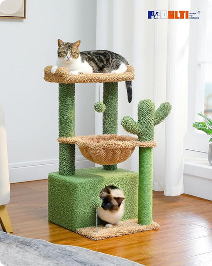 PEQULTI 4-in-1 Cactus Cat Tree, 33&