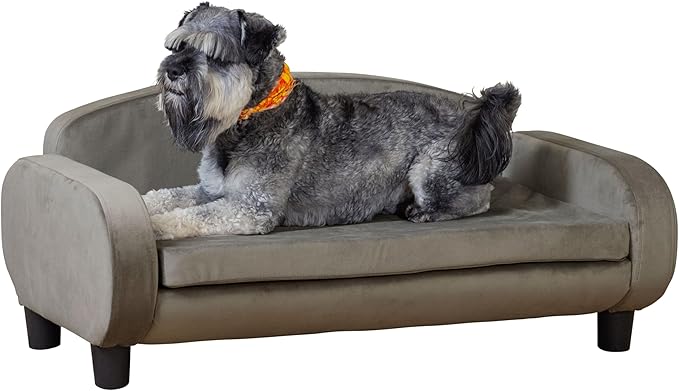 Paws &amp; Purrs Multi-Cat Sofa Elevated Pet Bed for Indoor Cats Raised Cats Couch with Removable Washable Mattress Cover for Kittens, Dogs - 35.5" Wide, Ash