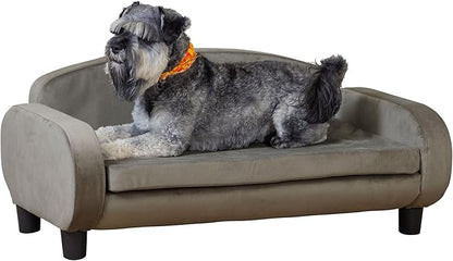 Paws &amp; Purrs Multi-Cat Sofa Elevated Pet Bed for Indoor Cats Raised Cats Couch with Removable Washable Mattress Cover for Kittens, Dogs - 35.5" Wide, Ash