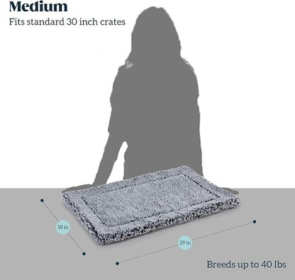 Stoutwool Indestructible Dog Bed - Fluffy Chew Proof Dog Crate Pad - Tough Kennel Pad for Aggressive Chewers - Washable, Ideal for Medium Breeds &amp; Fits 30-Inch Crate - 29"x18", Charcoal