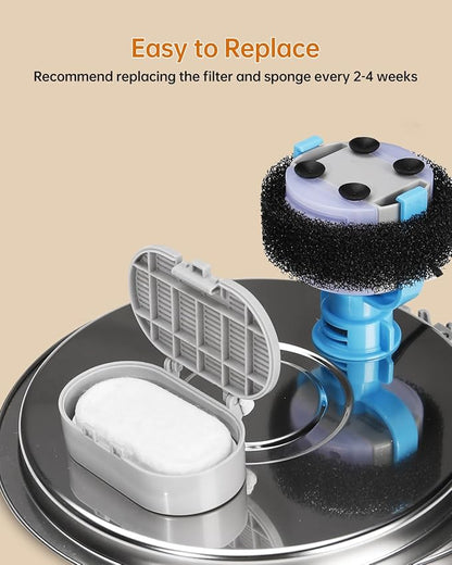 Cat Water Fountain Filter, Filters Replacement for 108Oz/3.2L&amp;67Oz/2L&amp;135Oz/4L Stainless Steel Pet Water Drinking Fountain, Dog Indoor Water Dispenser Fountain Carbon Filter (8 Filters &amp; 8 Sponges)