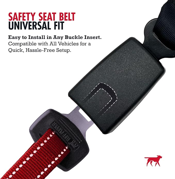 Tuff Pupper Dog Seat Belt | Adjustable Length Dog Seatbelt Restraint | Tangle-Free Locking Carabiner | Shock-Absorbing Bungee | Reflective Stitching for Visibility | Universal Fit for Cars &amp; Trucks