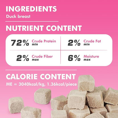 Freeze Dried Cats &amp; Dogs Raw Treats, All Natural Single Ingredient Duck Breast, High Protein Healthy Pet Training Treats or Food Topper, 3.5 oz