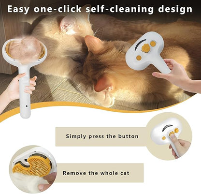 Pet Steam Brush for Dog &amp; Cat – 3-in-1 Spray Hair Removal Comb – Steam Brush for Shedding &amp; Grooming – Spritz Defur Comb – Includes Waterless Shampoo &amp; Dental Wipes