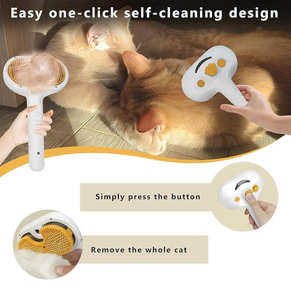 Pet Steam Brush for Dog &amp; Cat – 3-in-1 Spray Hair Removal Comb – Steam Brush for Shedding &amp; Grooming – Spritz Defur Comb – Includes Ear Wipes