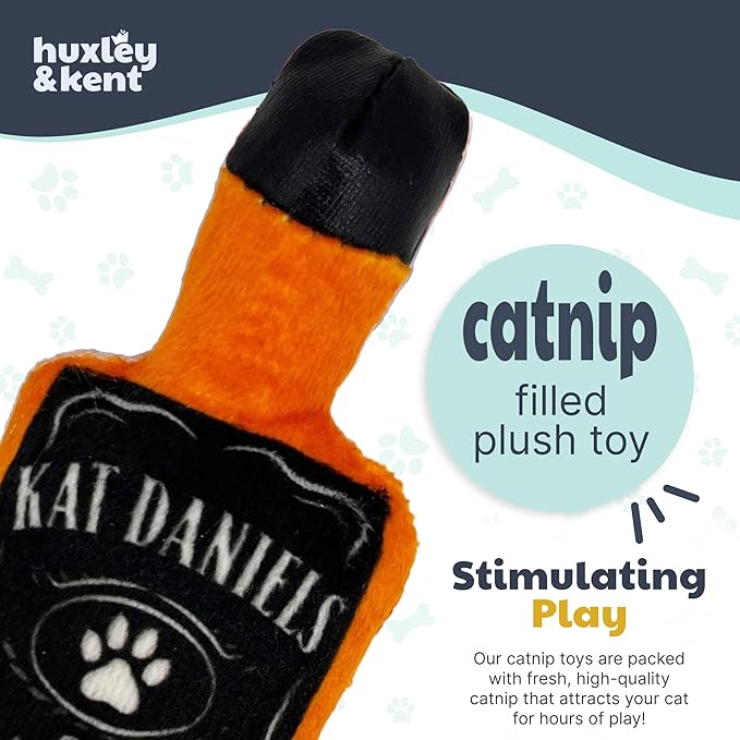 Huxley &amp; Kent Plush Cat Toy - Interactive Catnip Toy for Cats &amp; Kittens - Soft Kitty Toy with Crinkle &amp; Catnip - Fun Indoor Play Toy - Kat Daniels Whiskey