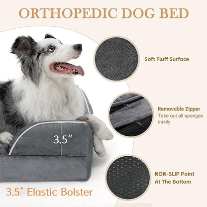 Comfort Expression Small Dog Beds Waterproof Cat Beds Orthopedic Foam Sofa Beds for Small Dogs Comfy Pet Bed with Washable Removable Cover &amp; Non-Slip Bottom(XX-Small,Dark Grey)