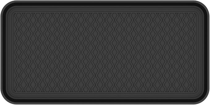 Ottomanson 15” x 30” Multi-Purpose Boot Tray - Waterproof Mat for Shoes, Pet Food, Litter Box, Painting &amp; Planting - 1.2” Raised Edge for Spill Protection