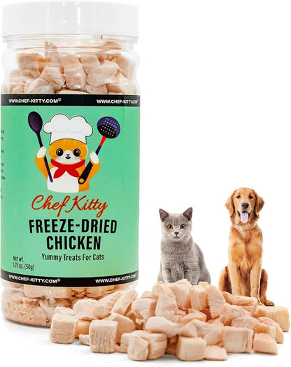 Freeze-Dried Chicken Treats for Cats &amp; Dogs – 100% Human Grade, Single Ingredient, High-Protein, Healthy Snack – No Additives or Preservatives – 1.7oz - Inspected &amp; Tested in USA
