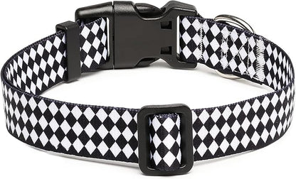 Mercano Adjustable Dog Collar - Special Design Patterns, Soft Nylon Comfortable Durable Pet Collar for Small Medium Large Dogs (M, Rhomb)