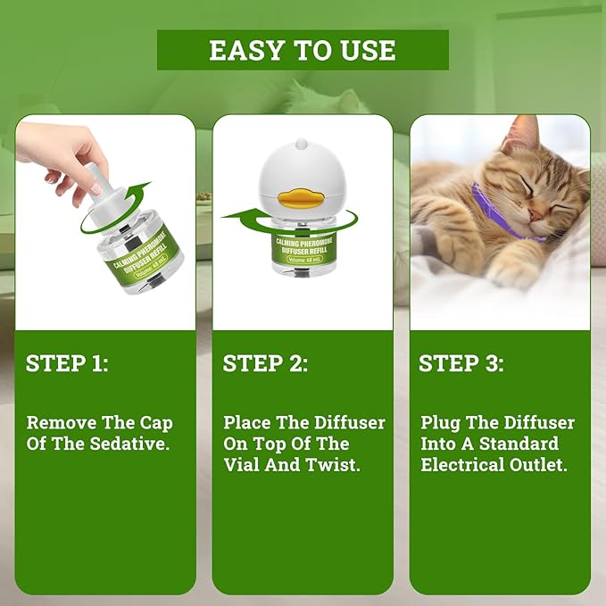 2 Diffusers&amp; 6 Refills +2pcs Calming Collar Cat Calming Diffuser, Plug in Diffuser Cat Pheromone Calming Diffuser Starter Kit Helps Ruduce Anxious, Anti-Stress &amp; Comforts Cats