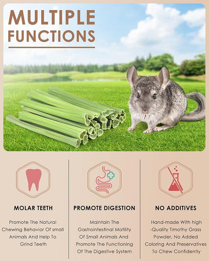 Bissap 25 PCS Guinea Pigs Chew Sticks, Natural Papaya Stems Bunny Chews Treats for Hamsters Chinchillas Small Animals Organic Molar Chewing Snack