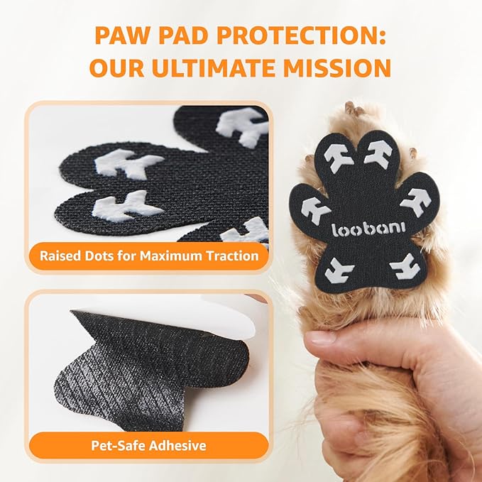 Loobani Paw Pads for Dogs Traction: Anti Slip Dog Paw Grippers for Senior Dogs Walking on Hardwood Slippery Floors - Dog Paw Protector Stickers for Prevent Licking &amp; Wound Care, Easy Using