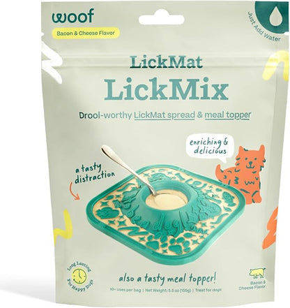 WOOF LickMixes - Dog Lick Mat Spread and Meal Topper - Delicious and Lower Calorie - Made with Wholesome Ingredients - Perfect for Dog Enrichment - Bacon &amp; Cheese
