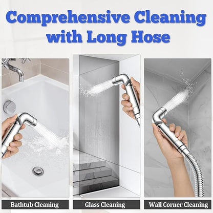 Dog Shower Attachment Metal, YDmeet Pet Washing Hose Attachment for Fast &amp; Clean Bathing, Brass 3 Way Diverter, Adjustable Sprayer wtih Turn Off, 8 ft Hose and Holder, Chrome