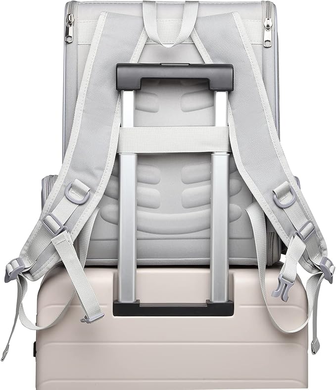 Texsens Pet Backpack Carrier for Small Cats Dogs | Ventilated Design, Safety Straps, Buckle Support, Collapsible | Designed for Travel, Hiking &amp; Outdoor Use (Light Gray)