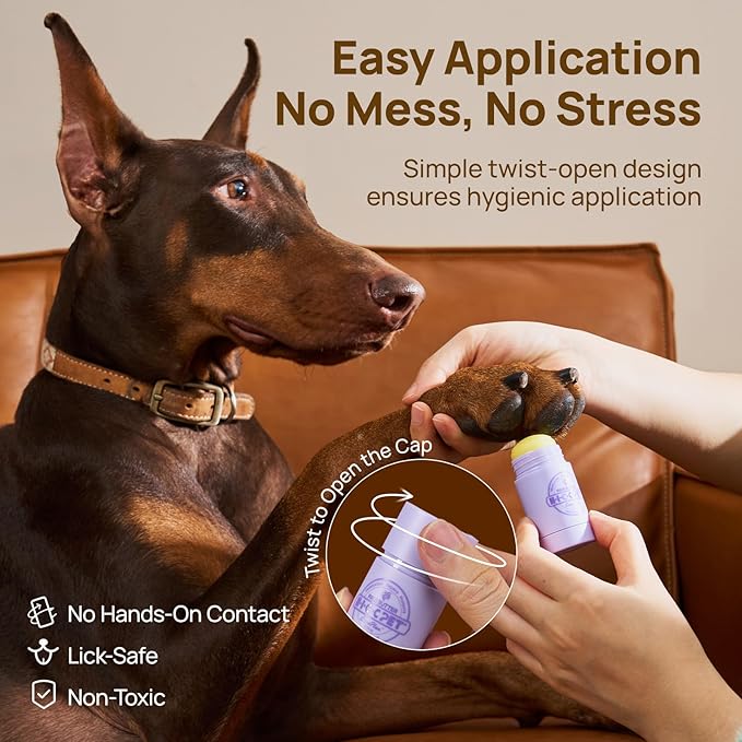 HICC PET Dog Paw Balm 1.06 oz for Dogs &amp; Cats, Soothing Paw Balm Dogs Lick Safe, Moisturizing and Healing Dry Cracked Paws Cat Paw Balm, All-Natural Paw Wax for Dogs, Improves Rough Paws Relieves Odor