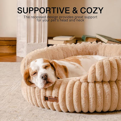 MEWOOFUN Cat Beds for Indoor Cats Washable, Dog Beds for Small Dogs Round Pet Bed for Puppy and Kitten (Camel, 20"x20"x8")