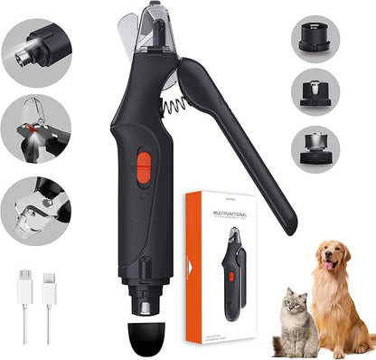 2-in-1 Dog Nail Clippers &amp; Cat Nail Clippers Trimmers for Large Medium Small Dogs Cats Claw Trimmer Quick Sensor and Safety Guard USB Rechargeable with 2 LED Lights Dogs Nail Trimmer