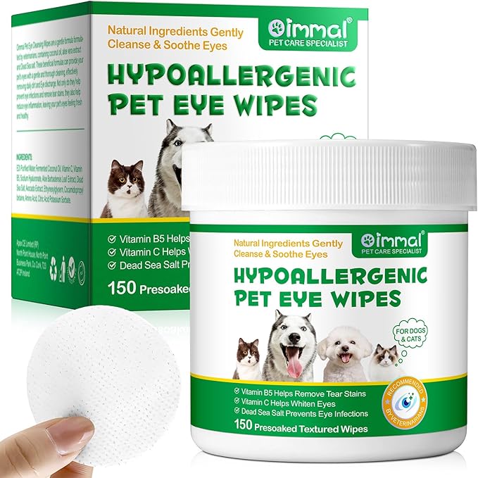 Dog Eye Wipes, 150PCs Eye Cleaning Wipes for Dogs &amp; Cats Remove Dog Tear Stain, Dried Mucus Secretions, Discharge &amp; Crust, Cleaning Wipe - Pet Gentle Care Supplies Diposable Wipes for Eyes, Face, Paws