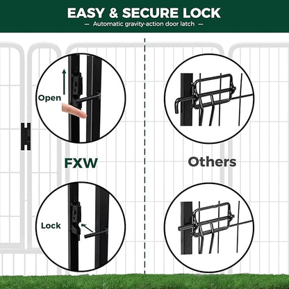 FXW Rollick Unleashed Dog Playpen for Indoor, Yard, RV Camping, 40 inch 8 Panels for Medium and Large Dogs, Black│Patented