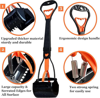 2-Piece Pooper Scooper for Large Medium &amp; Small Dogs Heavy Duty,Long Handled Dog Poop Scooper for Grass,Durable Dog Poop Pick Up Tool