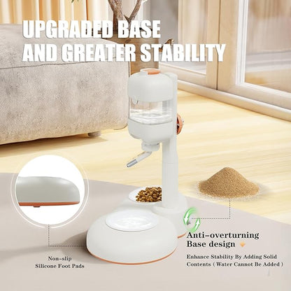 Pet Bowls with Weaning Bottles,3 in 1 Height Adjustable Water Dispenser for Dogs,15°Tilted Food Bowls for Small Dogs,Puppy Feeding,Pet Food Bowls for Cats,Rabbits,Ferrets