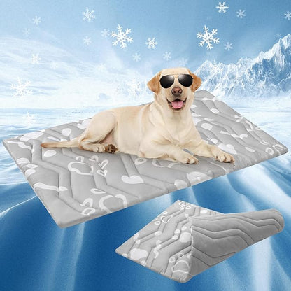 BEAUTYZOO Upgrade Dog Cooling Mat Extra Large, Reversible Self-Cooling Mat for Dogs, Thicken Pet Ice Cool Pad Blanket for Summer Kennel Sofa Bed Floor Car Seat, Machine Washable&amp;Foldable, 59"x40"